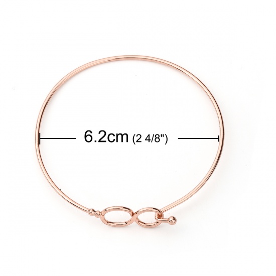 Image de Bracelets en Alliage de Fer Symbole"Infini" Or Rose Pouvoir Ouvrir 20.5cm long, 1 Pièce