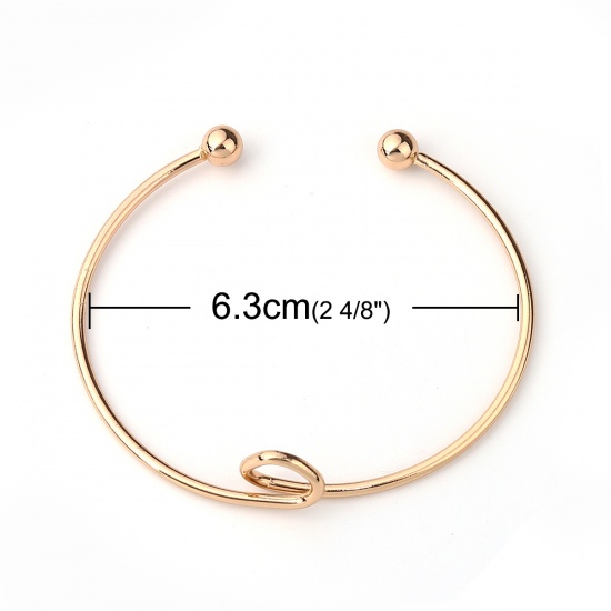 Picture of Iron Based Alloy Open Cuff Bangles Bracelets Heart Gold Plated 17.5cm(6 7/8") long, 3 PCs