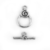 Picture of Zinc Based Alloy Toggle Clasps Spiral Antique Silver Color 18mm x 12mm 17mm x 7mm, 30 Sets
