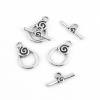 Picture of Zinc Based Alloy Toggle Clasps Spiral Antique Silver Color 18mm x 12mm 17mm x 7mm, 30 Sets