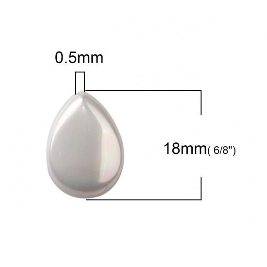 Picture of Natural Shell Loose Beads Drop White AB Color About 18mm x 13mm, Hole:Approx 0.5mm, 2 PCs