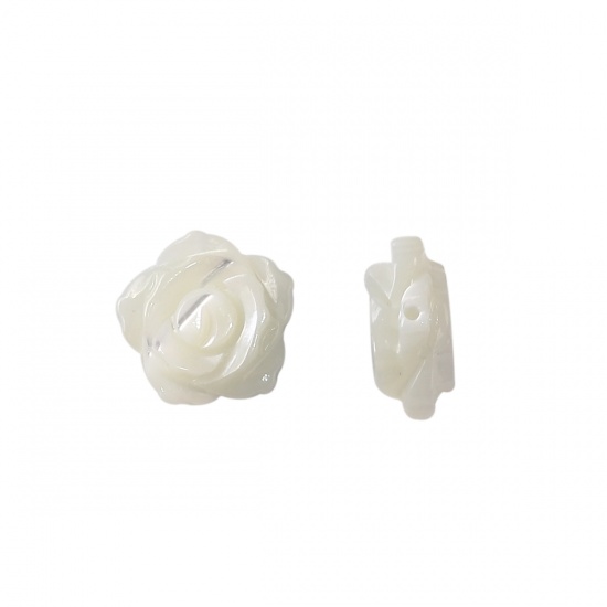 Image de Perles en Coquille Rose Blanc 10mm x 10mm, Taille de Trou: 0.5mm, 2 Pcs