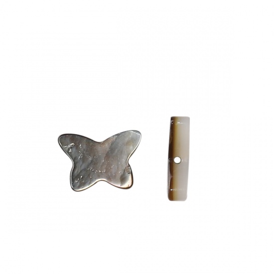 Image de Perles en Coquille Papillon Blanc Noir à Strass Couleur AB 9mm x 6mm, Taille de Trou: 0.4mm, 2 Pcs
