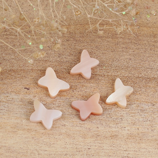 Picture of Natural Shell Loose Beads Butterfly Animal Pink AB Color About 9mm x 6mm, Hole:Approx 0.4mm, 2 PCs