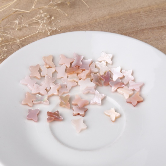 Picture of Natural Shell Loose Beads Butterfly Animal Pink AB Color About 9mm x 6mm, Hole:Approx 0.4mm, 2 PCs