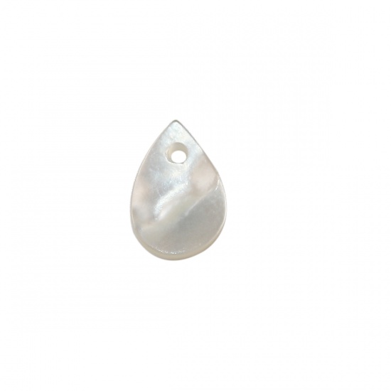 Image de Perles en Coquille Goutte d'Eau Blanc à Strass Couleur AB 9mm x 6mm, Taille de Trou: 0.7mm, 10 Pcs