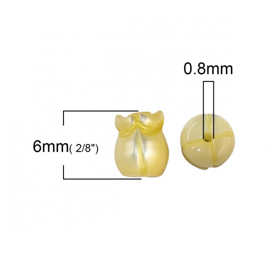 Picture of Shell Loose Beads Flower Yellow About 6mm Dia, Hole:Approx 0.8mm, 2 PCs