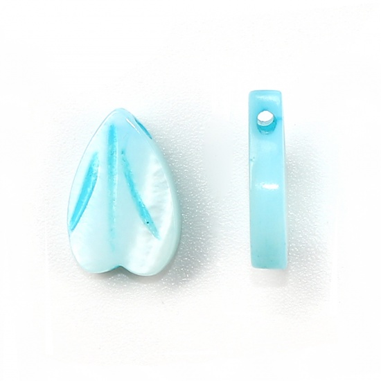 Immagine di Conchiglia Sciolto Perline Petalo Blu Lunghezza: 12mm x9mm - 11mm x8mm, Foro:Circa 0.9mm, 5 Pz