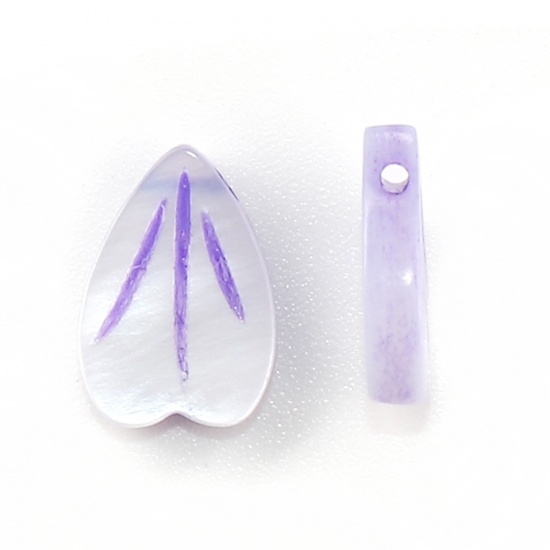 Immagine di Conchiglia Sciolto Perline Petalo Colore Viola Lunghezza: 12mm x9mm - 11mm x8mm, Foro:Circa 0.9mm, 5 Pz