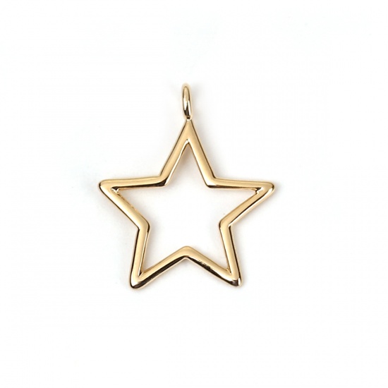 Picture of Brass Galaxy Charms Star 18K Real Gold Plated 16mm( 5/8") x 13mm( 4/8"), 3 PCs