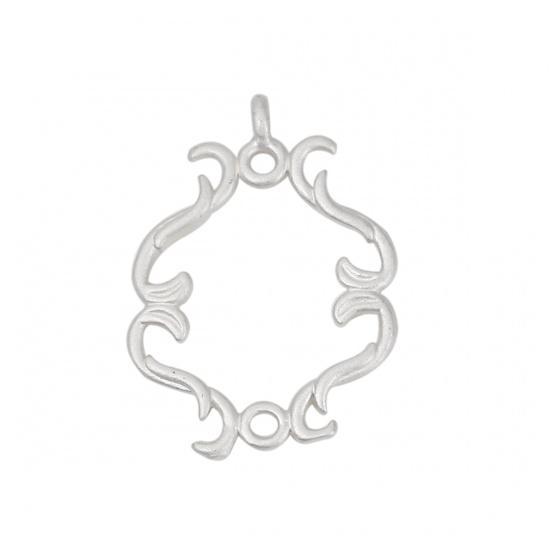 Picture of Brass Style Of Royal Court Character Charms Irregular Matt Silver Color Carved 21mm( 7/8") x 14mm( 4/8"), 5 PCs