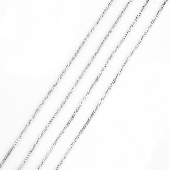 Immagine di Ottone Catena di casella Accessori Tono Argento 0.8x0.8mm, 2 M                                                                                                                                                                                                