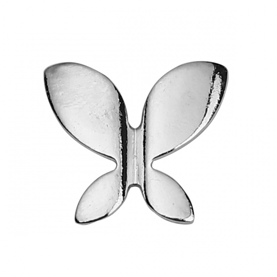 Picture of Brass Embellishments Silver Tone Butterfly Animal 11mm( 3/8") x 10mm( 3/8"), 30 PCs                                                                                                                                                                           