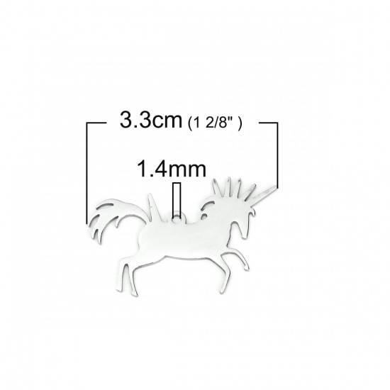 Immagine di 201 Acciaio Inossidabile Beniamino Contorno Ciondoli Cavallo Tono Argento 33mm x 25mm, 3 Pz