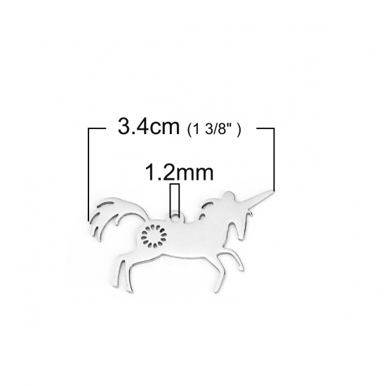 Immagine di 201 Acciaio Inossidabile Beniamino Contorno Ciondoli Cavallo Tono Argento Fiore 34mm x 20mm, 3 Pz