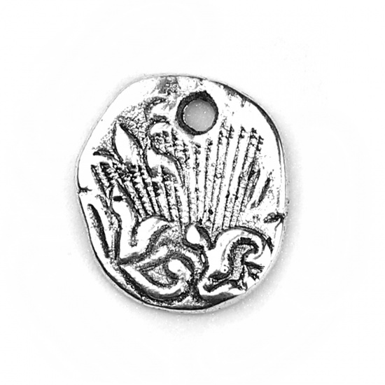 Picture of Zinc Based Alloy Charms Irregular Antique Silver Oval 14mm( 4/8") x 13mm( 4/8"), 50 PCs