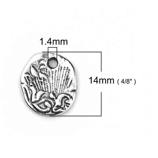 Picture of Zinc Based Alloy Charms Irregular Antique Silver Oval 14mm( 4/8") x 13mm( 4/8"), 50 PCs
