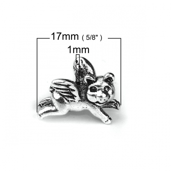 Picture of Zinc Based Alloy 3D Beads Animal Antique Silver Color Wing 17mm x 13mm, Hole: Approx 1mm, 20 PCs