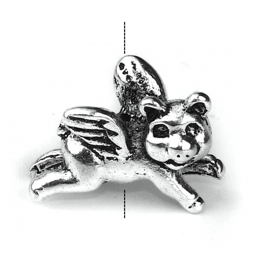 Picture of Zinc Based Alloy 3D Beads Animal Antique Silver Color Wing 17mm x 13mm, Hole: Approx 1mm, 20 PCs