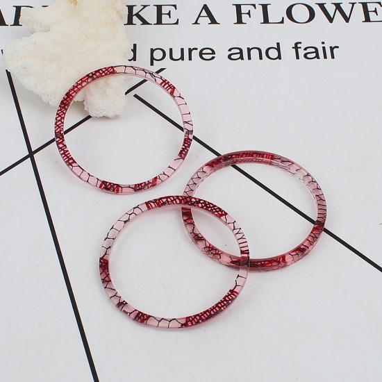 Picture of Acrylic Connectors Circle Ring Fuchsia 35mm Dia, 10 PCs
