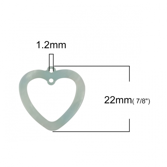 Picture of Acrylic Charms Heart Blue 22mm x 22mm, 10 PCs