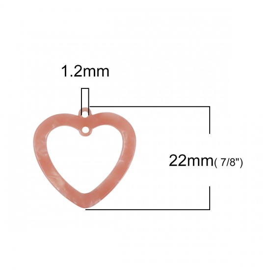 Picture of Acrylic Charms Heart Pink 22mm x 22mm, 10 PCs