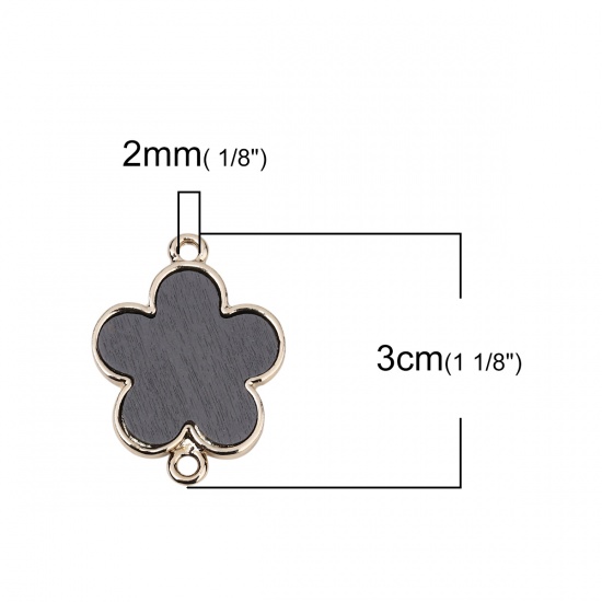 Immagine di Lega di Zinco Connettore Accessori Fiore della Prugna Oro Placcato Grigio 30mm x 23mm, 10 Pz