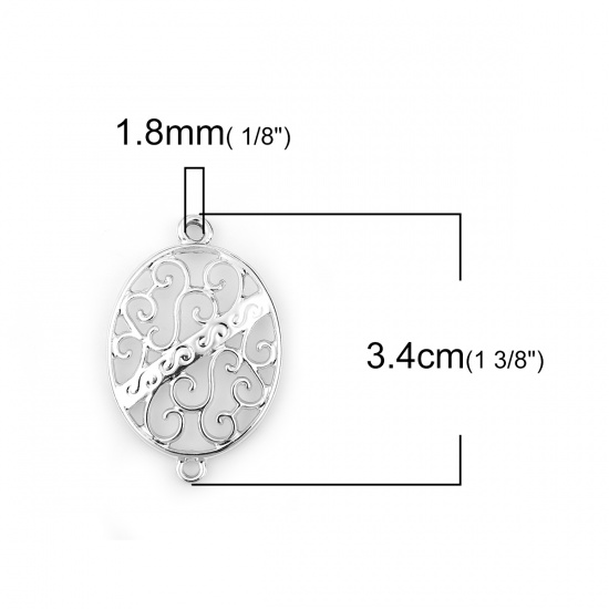 Picture of Zinc Based Alloy Connectors Oval Silver Tone Filigree 34mm x 22mm, 10 PCs