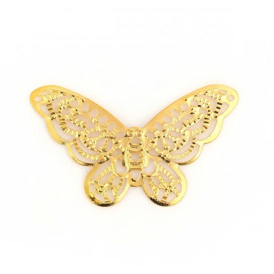 Bild von Eisenlegierung Verbinder Schmetterling Vergoldet 37mm x 22mm, 100 Stück