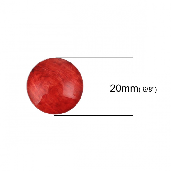 Picture of Glass Dome Seals Cabochon Round Flatback Red 20mm( 6/8") Dia, 30 PCs