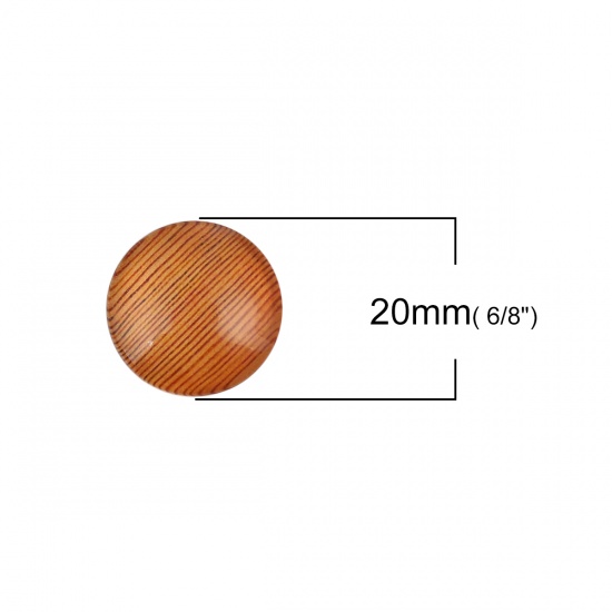 Picture of Glass Dome Seals Cabochon Round Flatback Brown Stripe Pattern 20mm( 6/8") Dia, 30 PCs