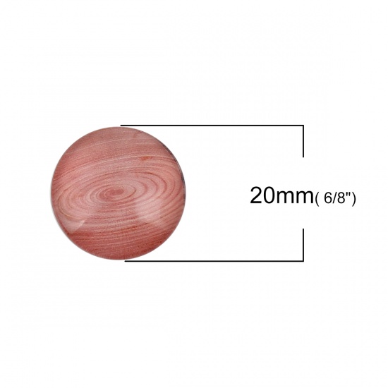 Picture of Glass Dome Seals Cabochon Round Flatback Red Brown Tree Pattern 20mm( 6/8") Dia, 30 PCs