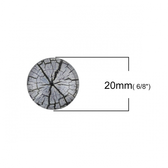 Picture of Glass Dome Seals Cabochon Round Flatback Gray Crack Pattern 20mm( 6/8") Dia, 30 PCs