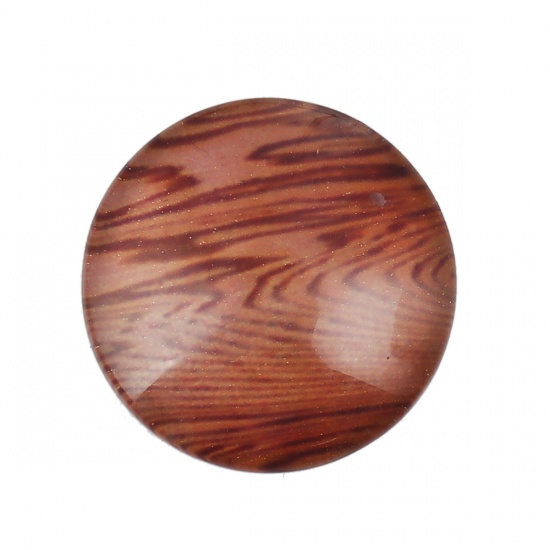 Picture of Glass Dome Seals Cabochon Round Flatback Brown Tree Pattern 20mm( 6/8") Dia, 30 PCs