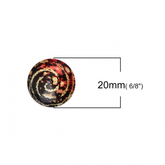 Picture of Glass Dome Seals Cabochon Round Flatback Multicolor Spiral Pattern 20mm( 6/8") Dia, 30 PCs