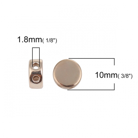 Immagine di Ottone Perle Fermaglio Scorrevole Tondo Oro Rosa Con Silicone Regolabile in Nucleo 10mm Dia., Foro: 1.8mm, 3 Pz                                                                                                                                               