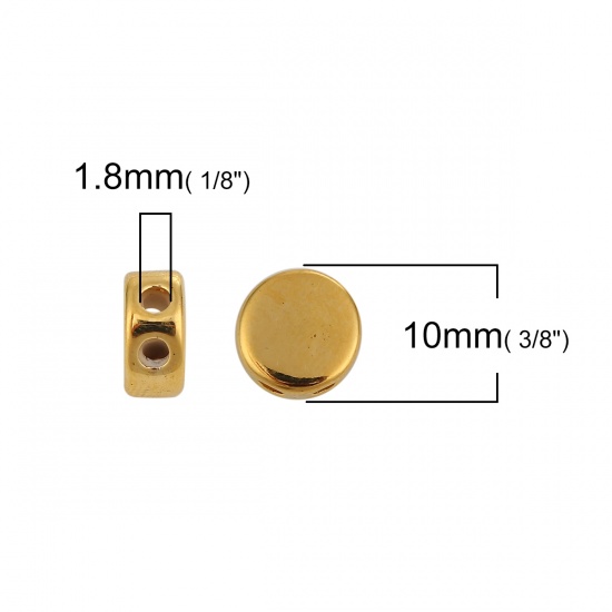 Immagine di Ottone Perle Fermaglio Scorrevole Tondo Oro Placcato Con Silicone Regolabile in Nucleo 10mm Dia., Foro: 1.8mm, 3 Pz                                                                                                                                           