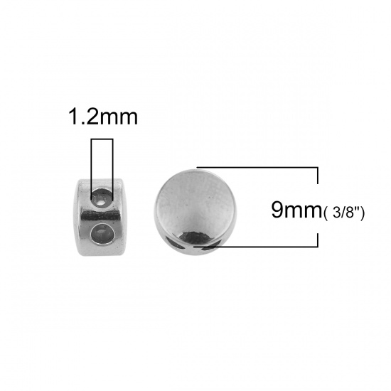 Immagine di Ottone Perle Fermaglio Scorrevole Tondo Tono Argento Con Silicone Regolabile in Nucleo 9mm Dia., Foro: 1.2mm, 3 Pz                                                                                                                                            