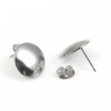 Picture of Stainless Steel Ear Post Stud Earrings Round Silver Tone 13mm( 4/8"), Post/ Wire Size: (21 gauge), 10 PCs