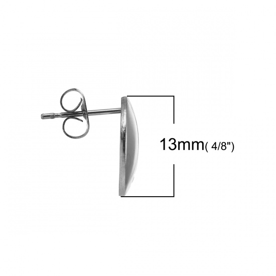 Image de Boucles d'Oreilles Puces en Acier Inoxydable Rond Argent Mat 13mm, Taille de Fil: (21 gauge), 10 Pcs