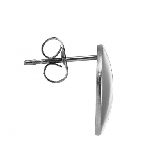 Image de Boucles d'Oreilles Puces en Acier Inoxydable Rond Argent Mat 13mm, Taille de Fil: (21 gauge), 10 Pcs