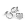 Imagen de Stainless Steel Open Adjustable Rings Silver Tone Round Cabochon Settings (Fits 14mm Dia. ) 17.9mm( 6/8")(US size 7.75), 5 PCs