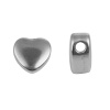 Imagen de Stainless Steel Spacer Beads Heart Silver Tone 11mm( 3/8") x 10mm( 3/8"), Hole: Approx 2.3mm, 5 PCs