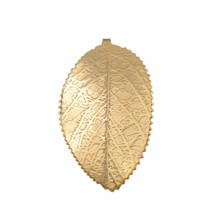 Stainless Steel Pendants Leaf Gold Plated 42mm(1 5/8") x 25mm(1"), 5 PCs