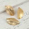 Picture of Stainless Steel Pendants Leaf Gold Plated 42mm(1 5/8") x 25mm(1"), 5 PCs