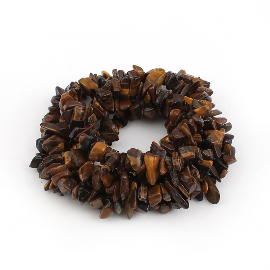 Immagine di (Grado A) Pietra di Occhi di Tigre ( Naturale ) Perline Irregolare Colore del Caffè Come 18mm x 5mm - 6mm x5mm, Foro: Circa 0.8mm, 98cm Lunghezza, 1 Filo