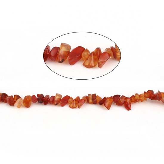 Picture of (Grade A) Red Agate ( Natural ) Beads Irregular Red About 14mm x8mm( 4/8" x 3/8") - 7mm x5mm( 2/8" x 2/8"), Hole: Approx 1mm, 84cm(33 1/8") long, 1 Strand
