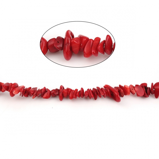 Imagen de (Grade A) Coral ( Natural ) Beads Irregular Red About 16mm x9mm( 5/8" x 3/8") - 6mm x5mm( 2/8" x 2/8"), Hole: Approx 0.9mm, 86cm(33 7/8") long, 1 Strand