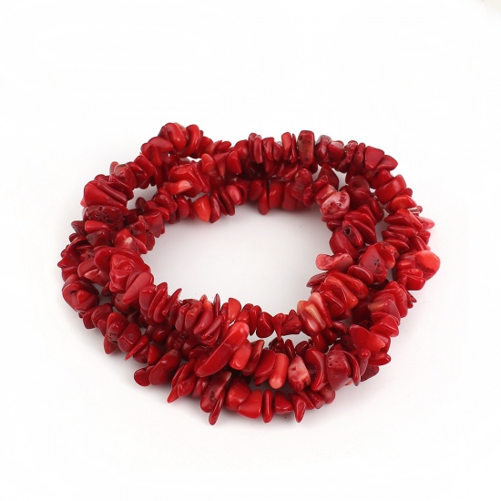 Image de (Classement A) Perles en Corail (Naturel) Irrégulier Rouge Env. 16mm x 9mm - 6mm x 5mm, Trou: env. 0.9mm, 86cm long, 1 Enfilade