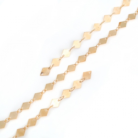 Picture of Brass Link Chain Findings Rhombus Gold Plated 9x6mm( 3/8" x 2/8"), 1 M                                                                                                                                                                                        